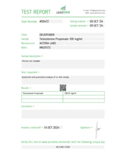 Testosterone propionate 100 Test Report 50472 2000x2000h 1